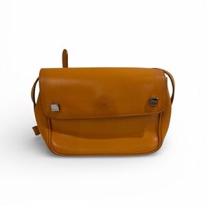 Furla Made in Italy Leather Crossbody Bag Caramel Brown Small Minimalist